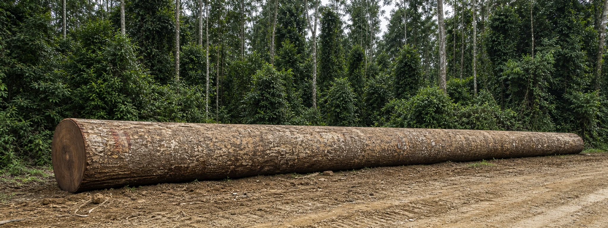 Felled logs in a Cameroon forest concession